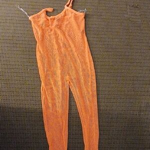 Bright Orange Mesh Bodysuit